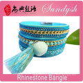 Palacio Style Jewelry Unique Sparkling Blue Rhinestone Tassel Bangles
